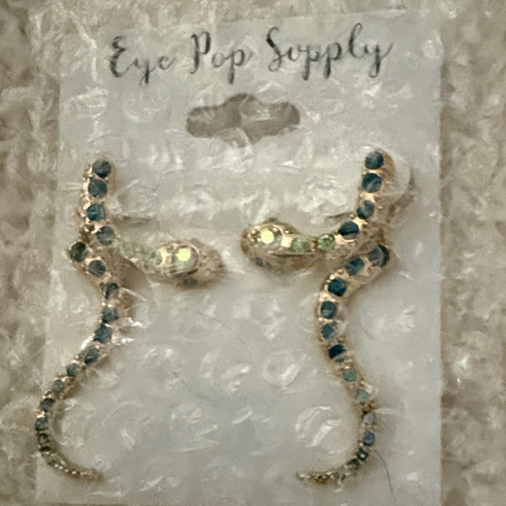 Eye Pop Supply Blue and Gold Snake Earrings